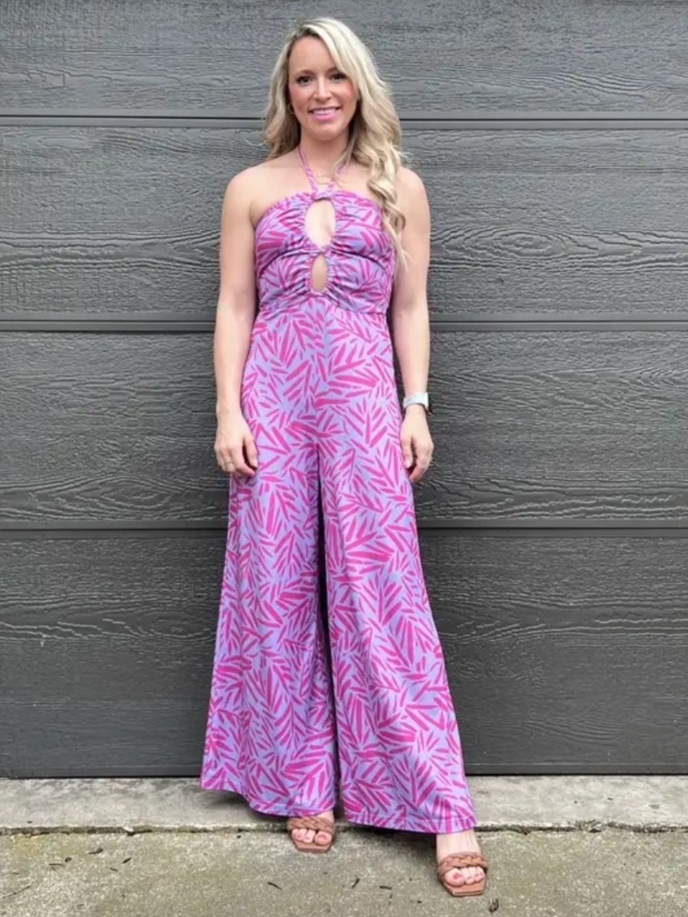 Hutch Charlie Halter Jumpsuit Wide Leg Purple Pink Women Size Small